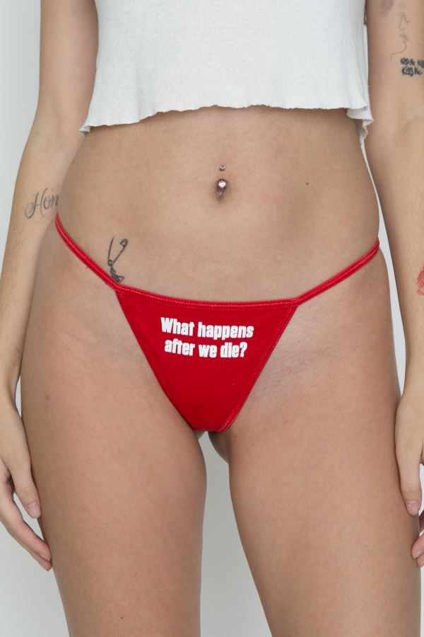 RED EXISTENTIALIST THONG