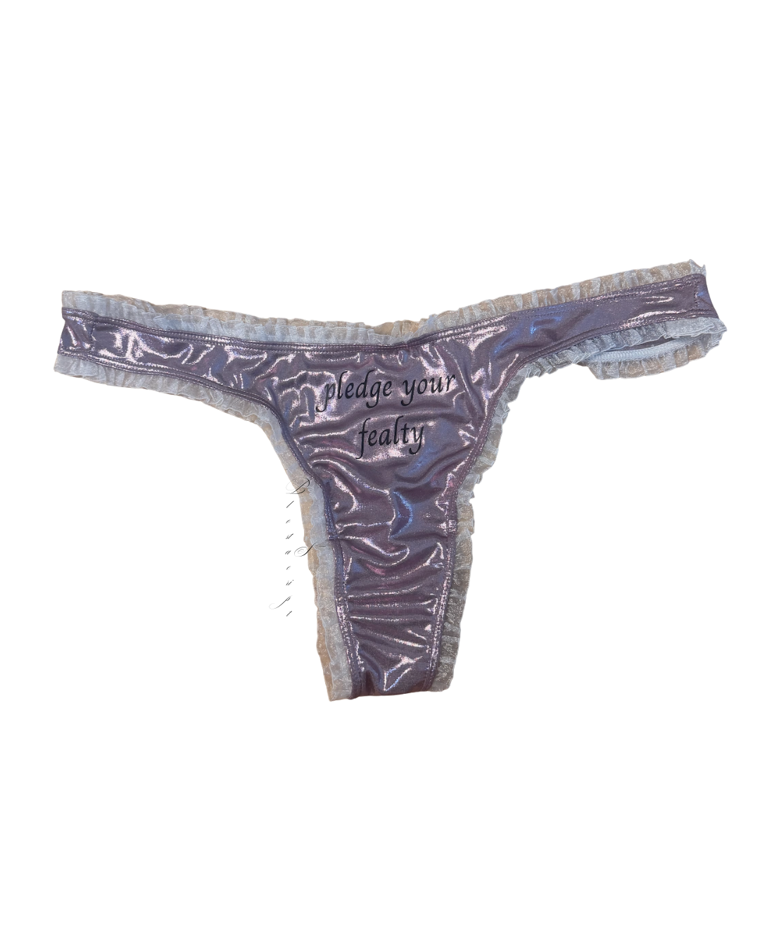 Perfectly Imperfect Lilac and White Pledge Your Fealty Thong — Size XL