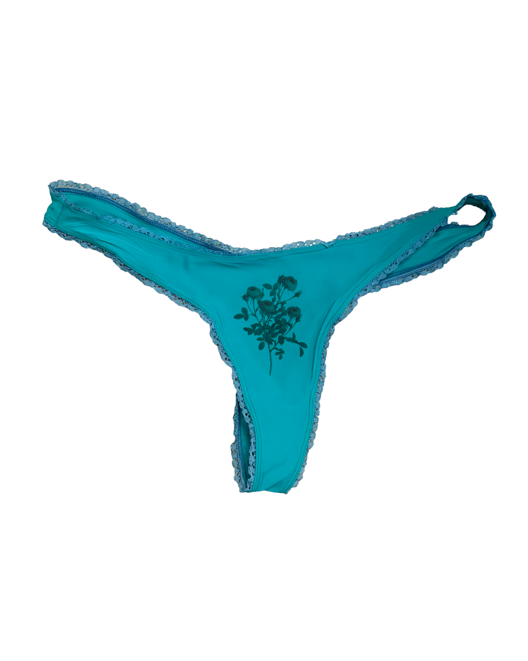 Teal Vintage Roses Thong
